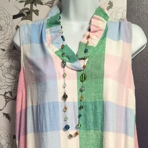 Crown & Ivy Pastel Plaid Sleeveless Dress